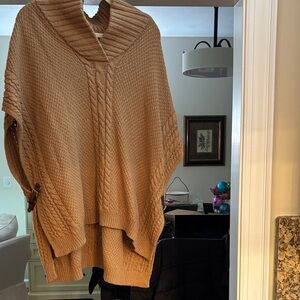 Talbots Camel Cable Knit Poncho